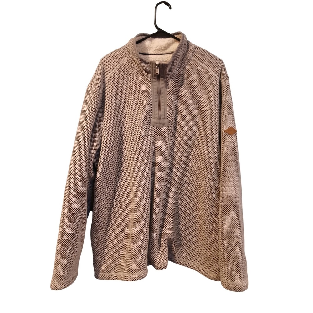 ORVIS Men's Quarter Zip Sherpa Lined Pullover Sweater XXLarge Warm Heavyweight